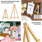Natural mini rustic wooden easel table number holders for DIY displays.