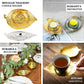 Shiny gold metal maple leaf tealight candle holders in vintage style.