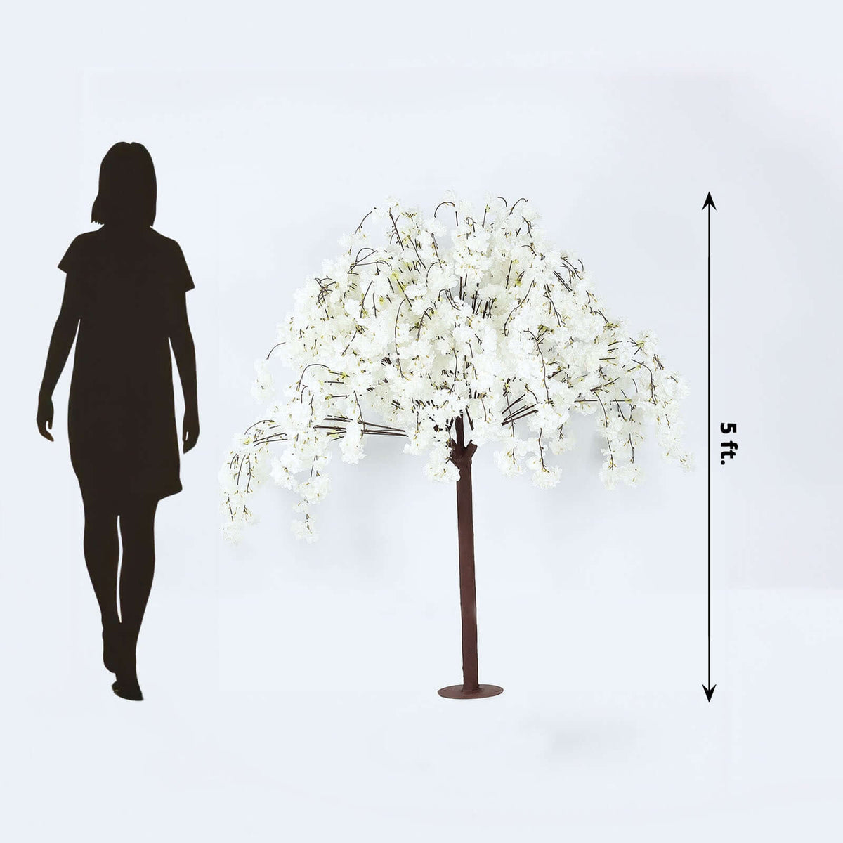 5ft Artificial Cherry Blossom Tree White – Silk Sakura Wishing Tree with Sturdy Metal Base & Realist