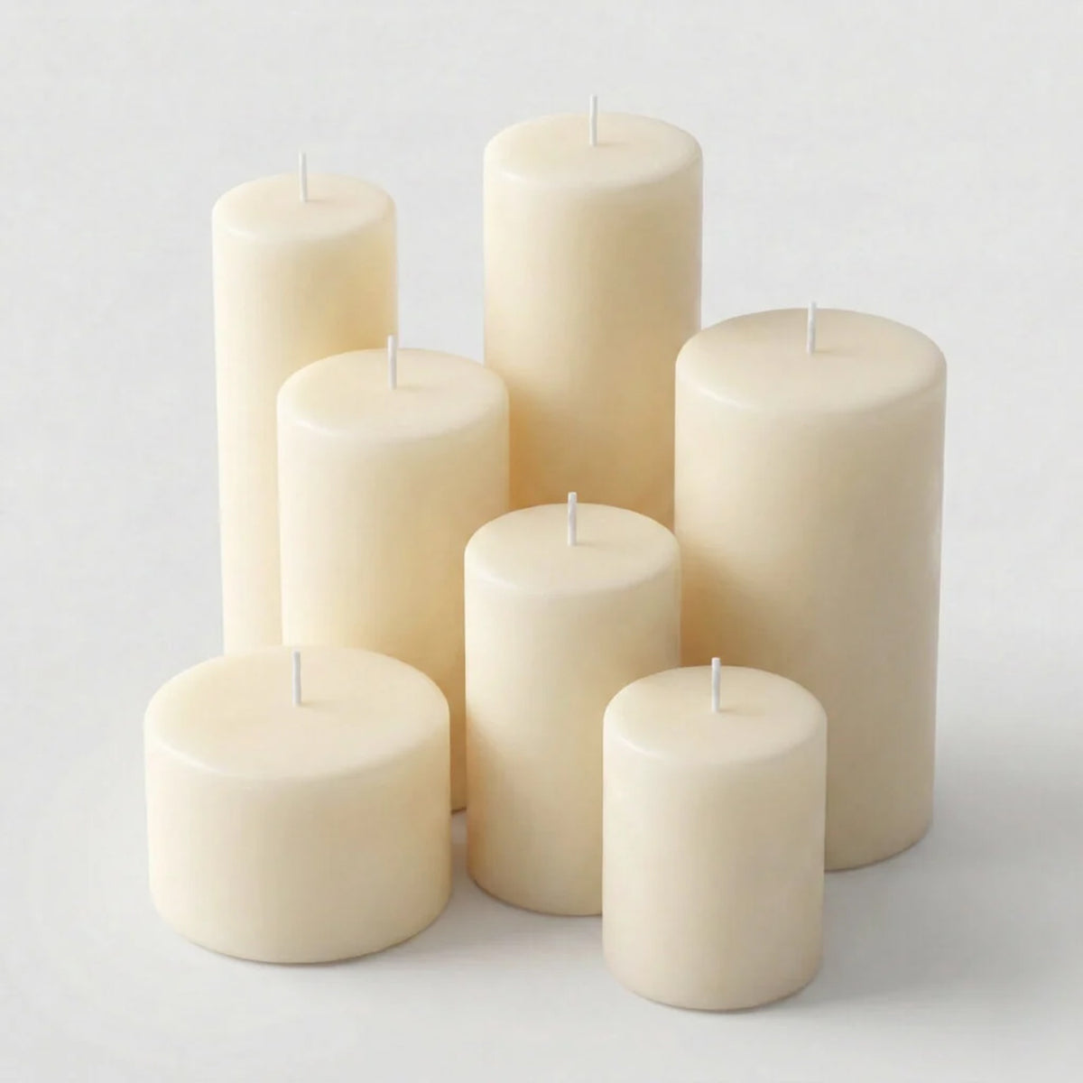 Unscented Pillar Candles – Dripless 2"x3" Ivory Paraffin Wax with Smokeless Cotton Wicks, Clean & Lo