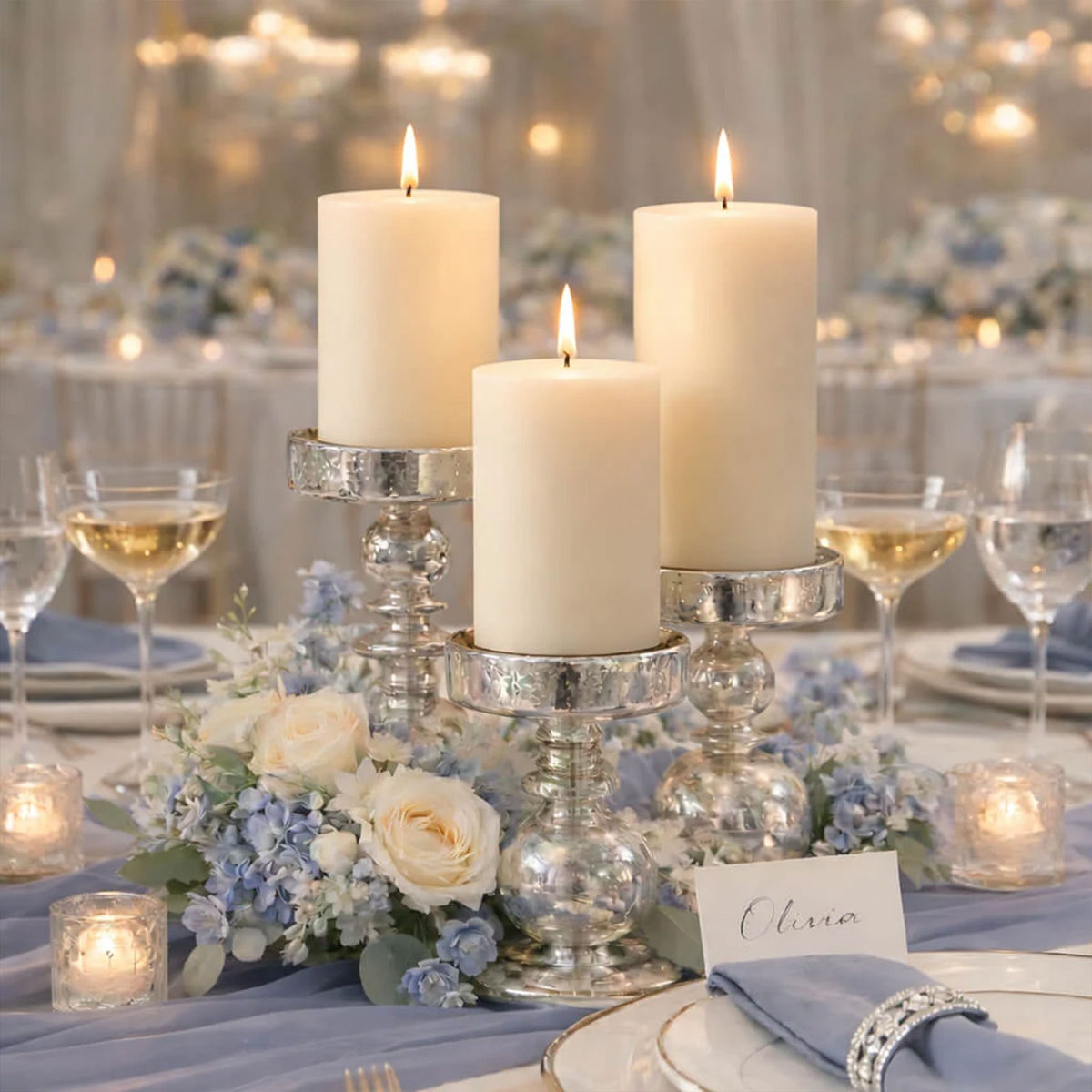 Unscented Pillar Candles – Dripless 2"x3" Ivory Paraffin Wax with Smokeless Cotton Wicks, Clean & Lo