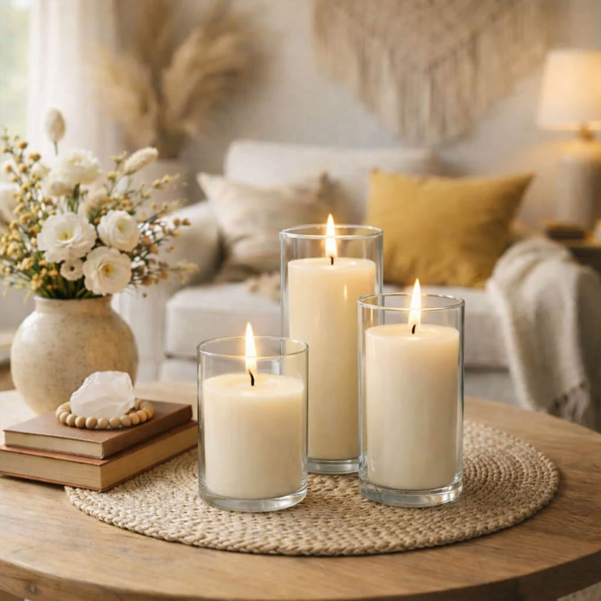 Unscented Pillar Candles – Dripless 2"x3" Ivory Paraffin Wax with Smokeless Cotton Wicks, Clean & Lo