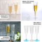 24-Pack Plastic Champagne Flutes Clear Gold Glitter Flared Design - Lightweight Disposable Toasting Glasses 6oz