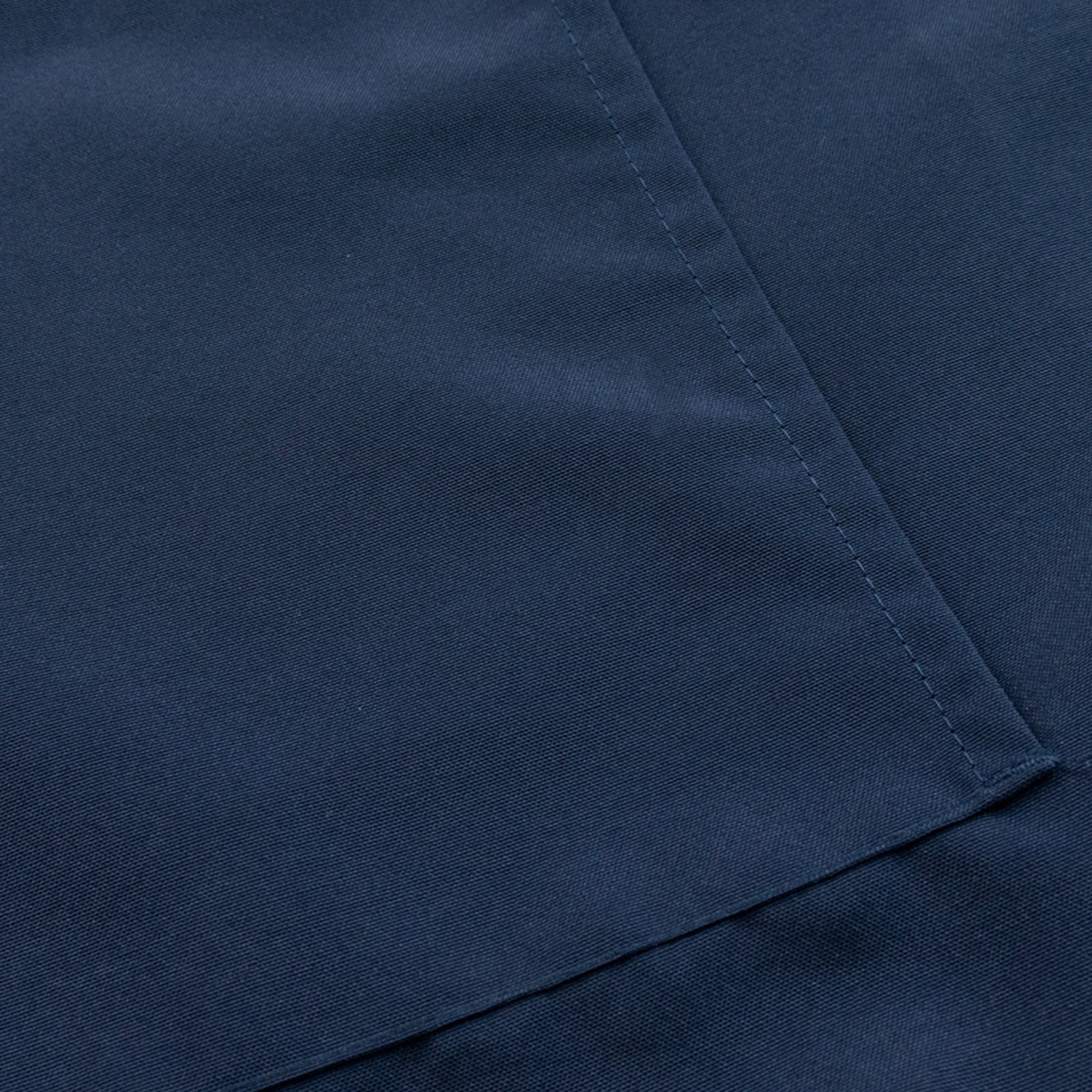 Navy blue premium polyester cooking chef apron with adjustable neck and long ties.