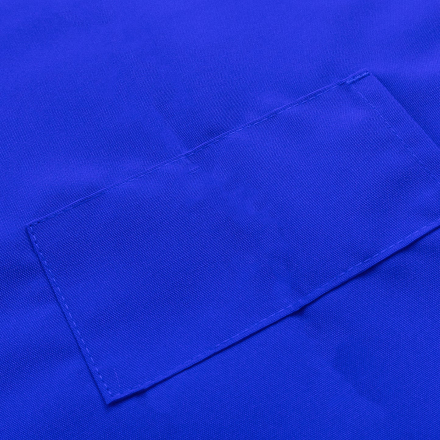 Royal blue cooking chef apron with adjustable neck and pockets.