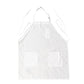 White premium polyester cooking apron with adjustable neck and long ties.