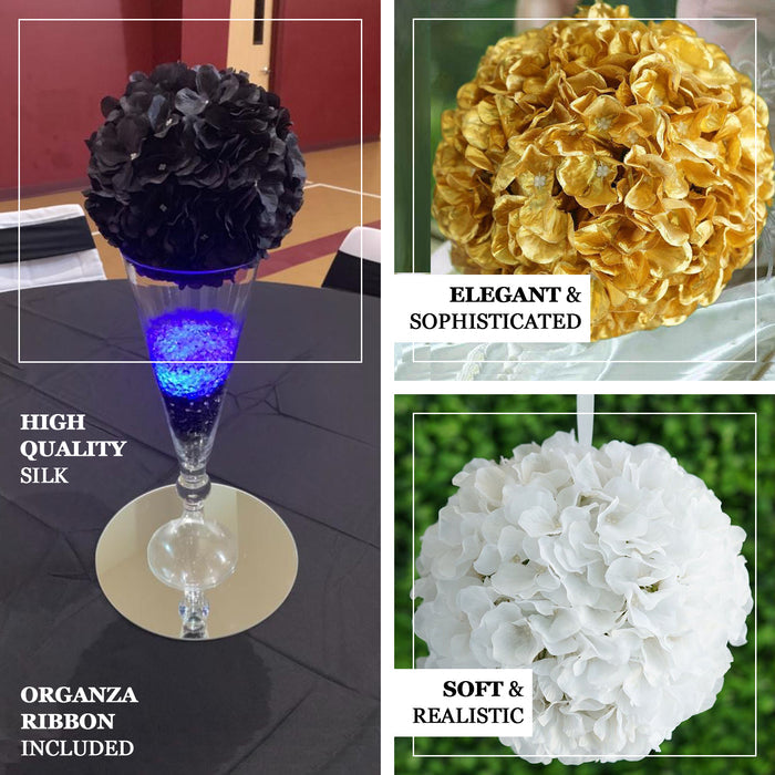 White Artificial Silk Hydrangea Kissing Flower Balls 4 Packs 7 Inch