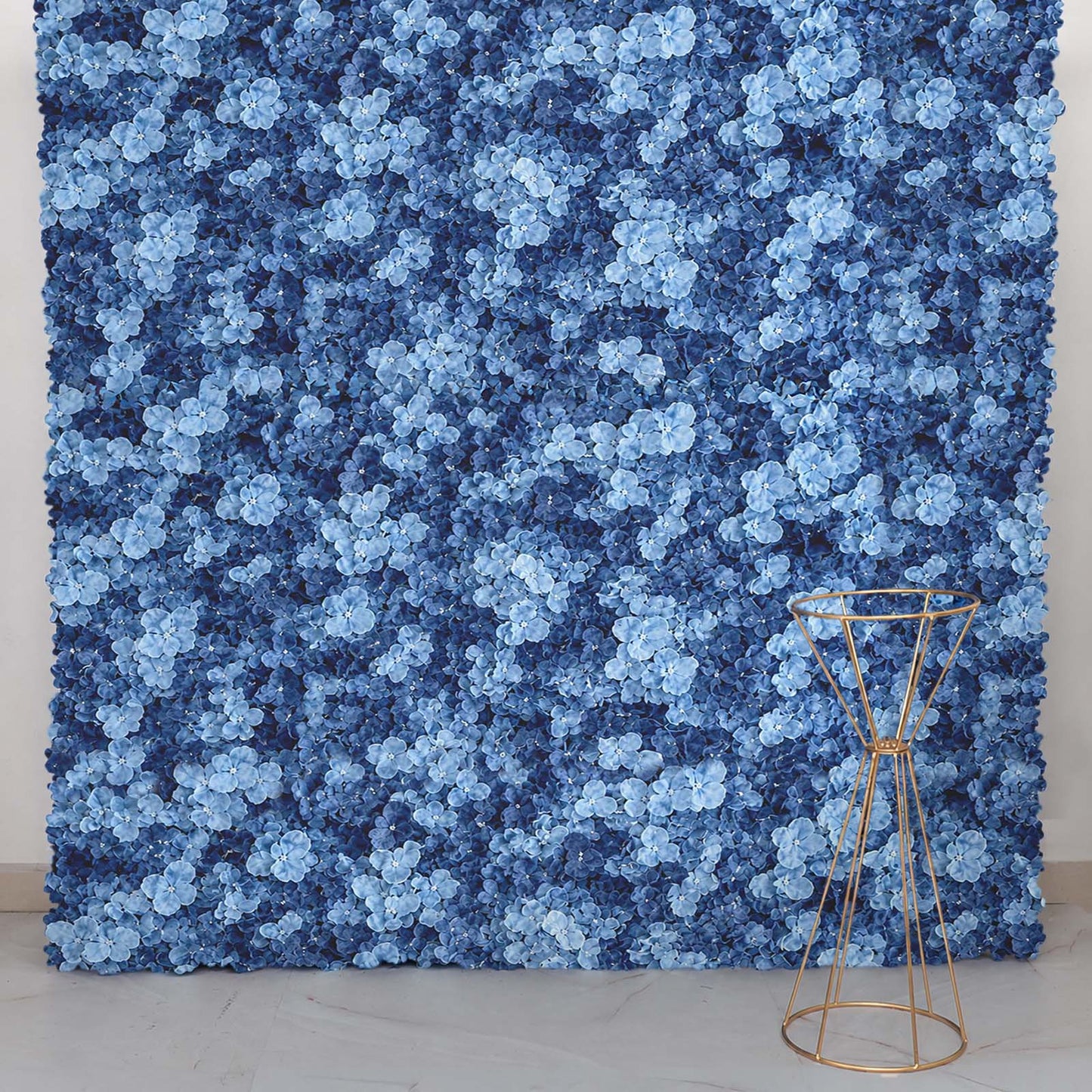 11 Sq ft. Dusty Blue UV Protected Hydrangea Flower Wall Mat Backdrop - 4 Artificial Panels