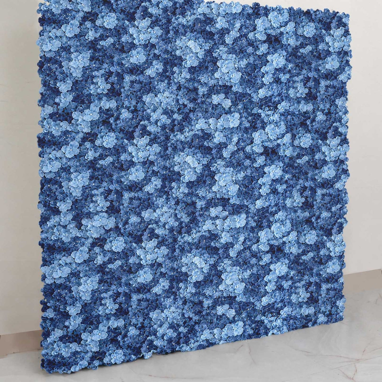 11 Sq ft. Dusty Blue UV Protected Hydrangea Flower Wall Mat Backdrop - 4 Artificial Panels