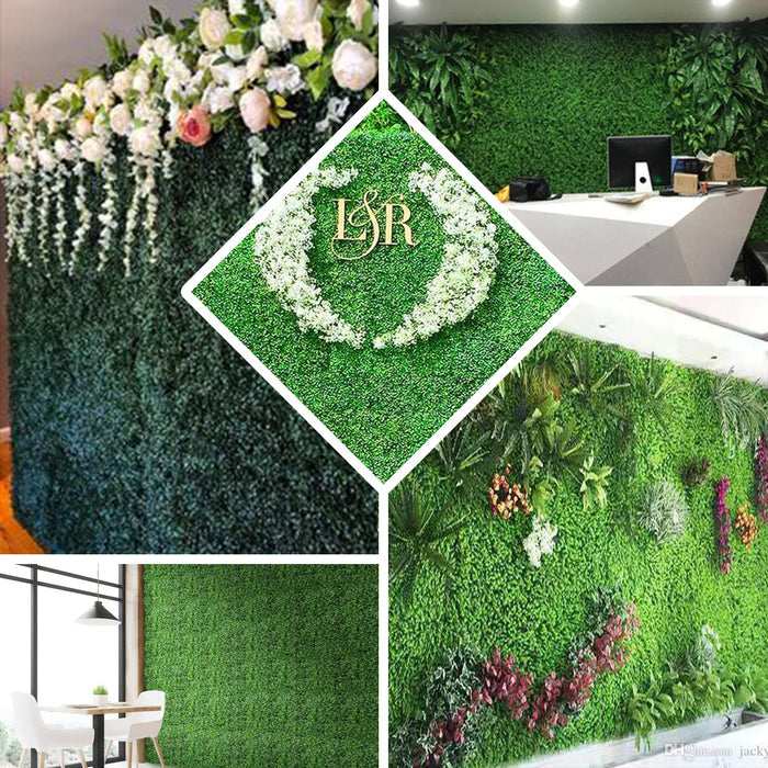11 Sq ft. | Dark Green Boxwood Hedge Garden Wall Backdrop Mat - 4 Artificial Panels