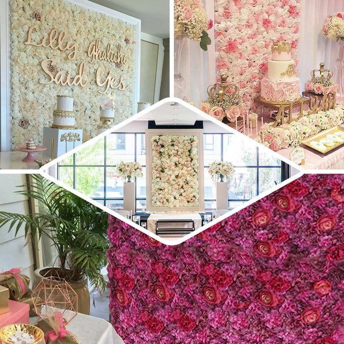 13 Sq ft. | Pink Champagne UV Protected Assorted Flower Wall Mat Backdrop