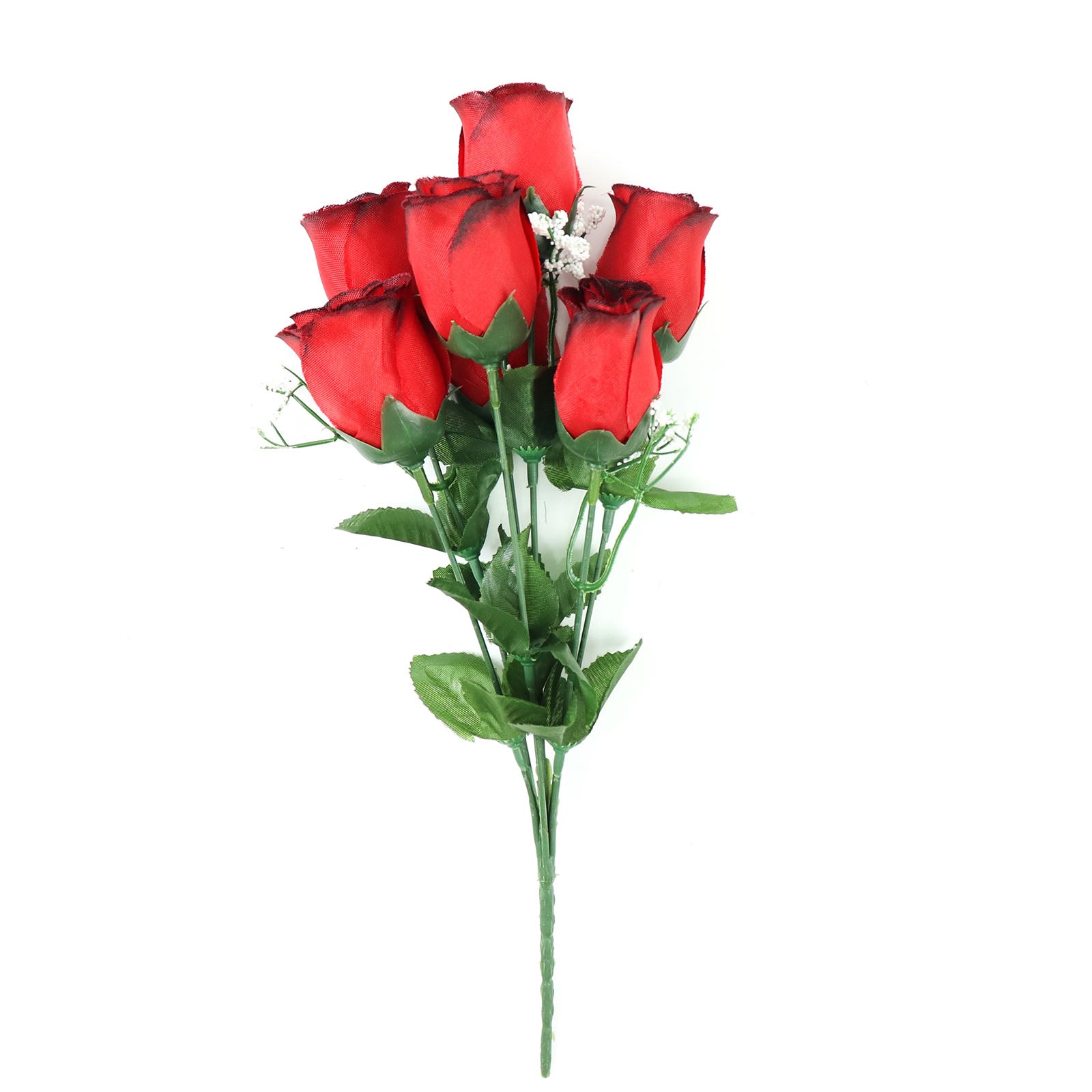 12 Bushes | Red, Black Artificial Premium Silk Flower Rose Bud Bouquets