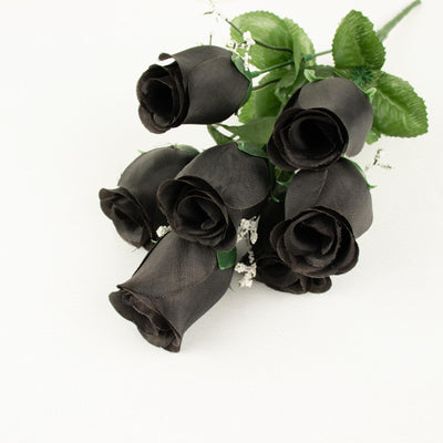 Elegant Black Silk Rose Buds