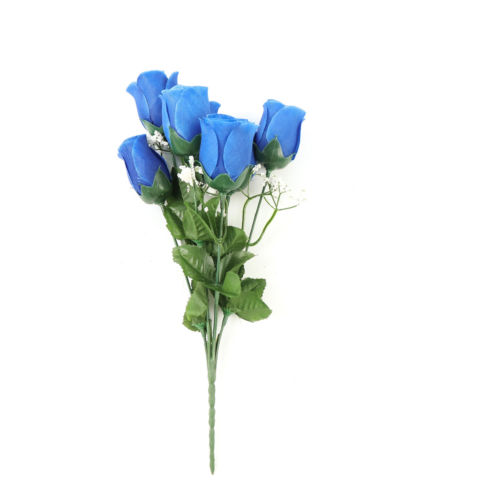 12 Bushes | Royal Blue Artificial Premium Silk Flower Rose Bud Bouquets