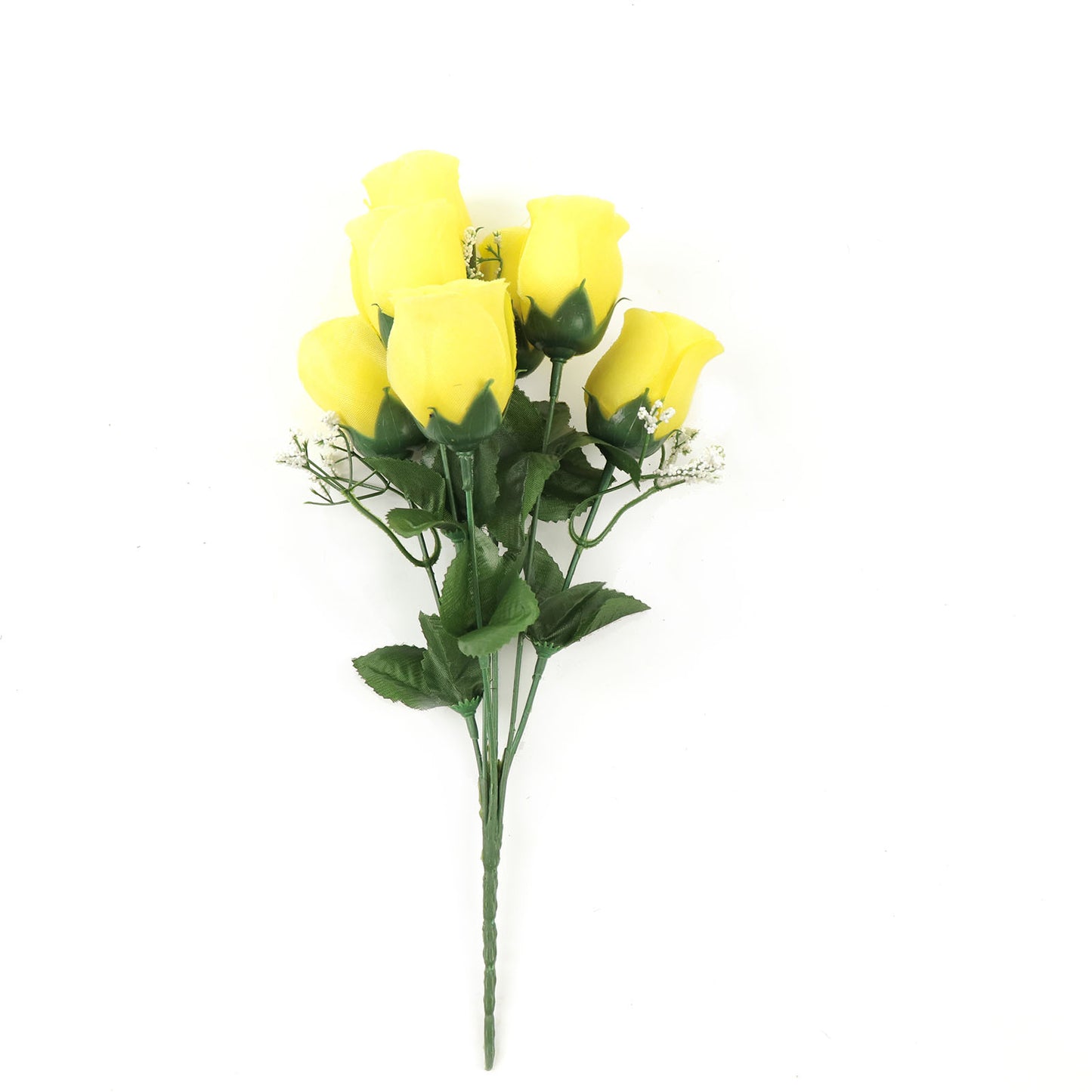 12 Bushes | Yellow Artificial Premium Silk Flower Rose Bud Bouquets