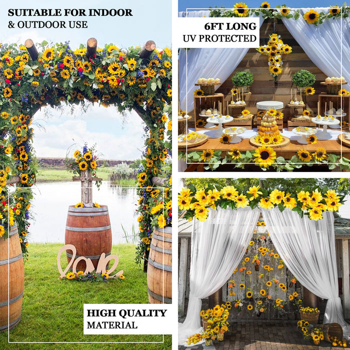 6.5ft | Artificial Silk Sunflower Table Garland, Flower Vine Chain