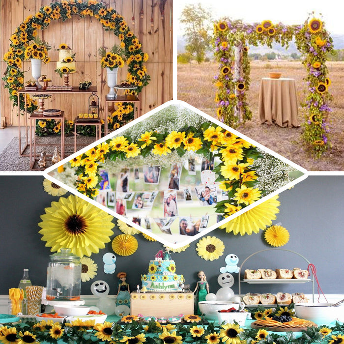 6.5ft | Artificial Silk Sunflower Table Garland, Flower Vine Chain