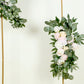 Set of 2 Silk Rose Floral Swag Wedding Arch Flowers in Cream Blush with Eucalyptus Leaves, Large Artificial Flower Arrangement Garlands - 24",42"