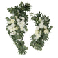 Set of 2 Silk Rose Floral Swag Wedding Arch Flowers in White with Eucalyptus Leaves, Large Artificial Flower Arrangement Garlands - 24",42"