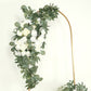 Set of 2 Silk Rose Floral Swag Wedding Arch Flowers in White with Eucalyptus Leaves, Large Artificial Flower Arrangement Garlands - 24",42"