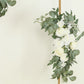 Set of 2 Silk Rose Floral Swag Wedding Arch Flowers in White with Eucalyptus Leaves, Large Artificial Flower Arrangement Garlands - 24",42"