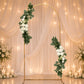 Set of 2 White Silk Rose Wedding Arch Flowers with Eucalyptus Leaves, Artificial Floral Swag Arrange