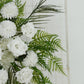 Artificial Wedding Arch Flowers – Ivory Rose & Chrysanthemum Swag with Greenery and Palm Leaves