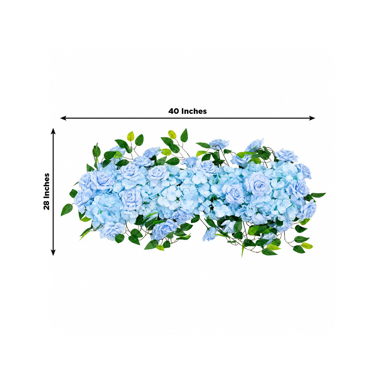 2 Pack Floral Swags for Wedding Arch, Artificial Silk Light Blue Rose & Hydrangea Flowers with Leave