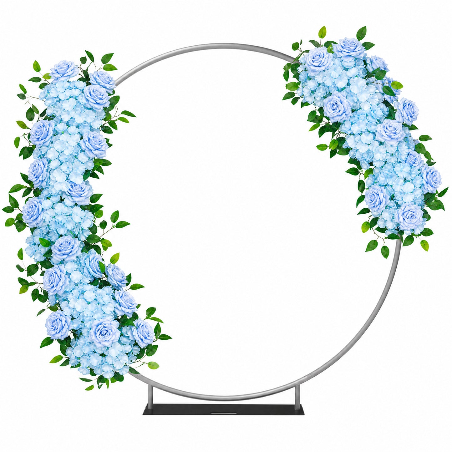 2 Pack Floral Swags for Wedding Arch, Artificial Silk Light Blue Rose & Hydrangea Flowers with Leave