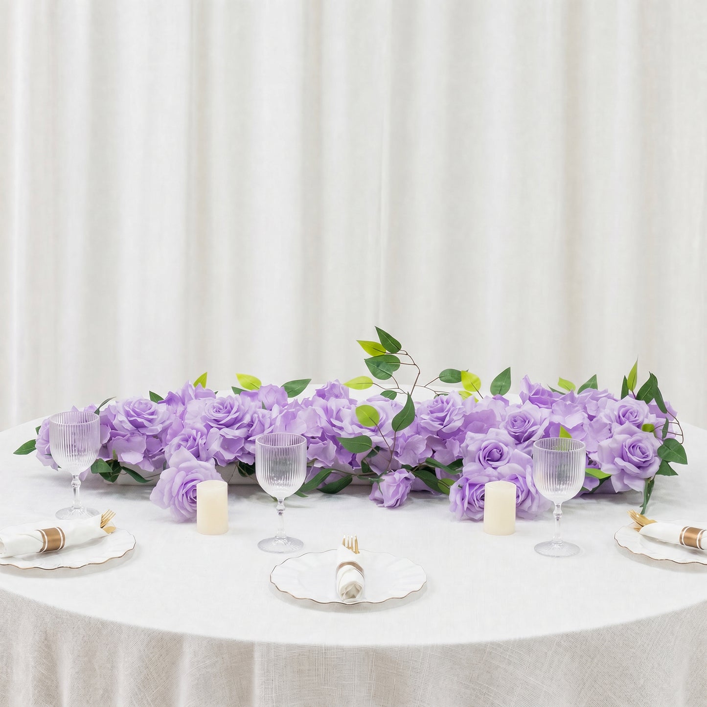 2 Pack Floral Swags for Wedding Arch, Artificial Silk Lavender Lilac Rose & Hydrangea Flowers with L