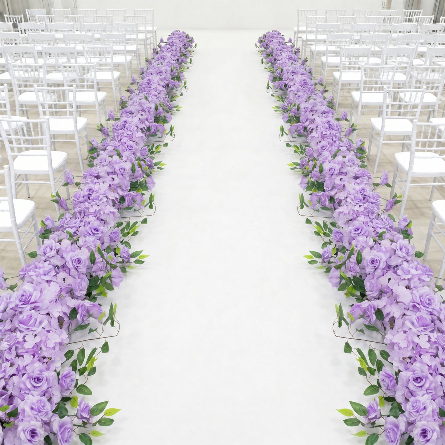 2 Pack Floral Swags for Wedding Arch, Artificial Silk Lavender Lilac Rose & Hydrangea Flowers with L