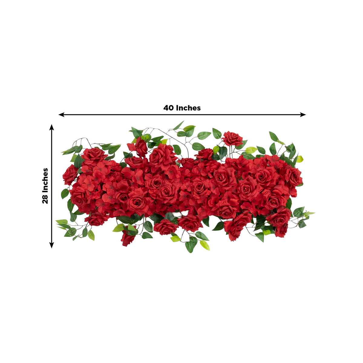 2 Pack Floral Swags for Wedding Arch, Artificial Silk Red Rose & Hydrangea Flowers with Leaves for B