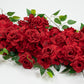 2 Pack Floral Swags for Wedding Arch, Artificial Silk Red Rose & Hydrangea Flowers with Leaves for B