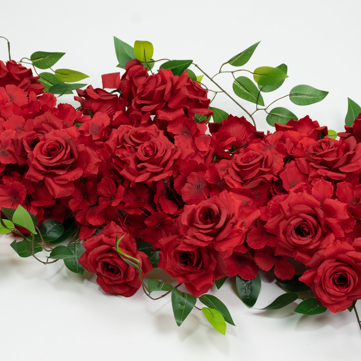 2 Pack Floral Swags for Wedding Arch, Artificial Silk Red Rose & Hydrangea Flowers with Leaves for B