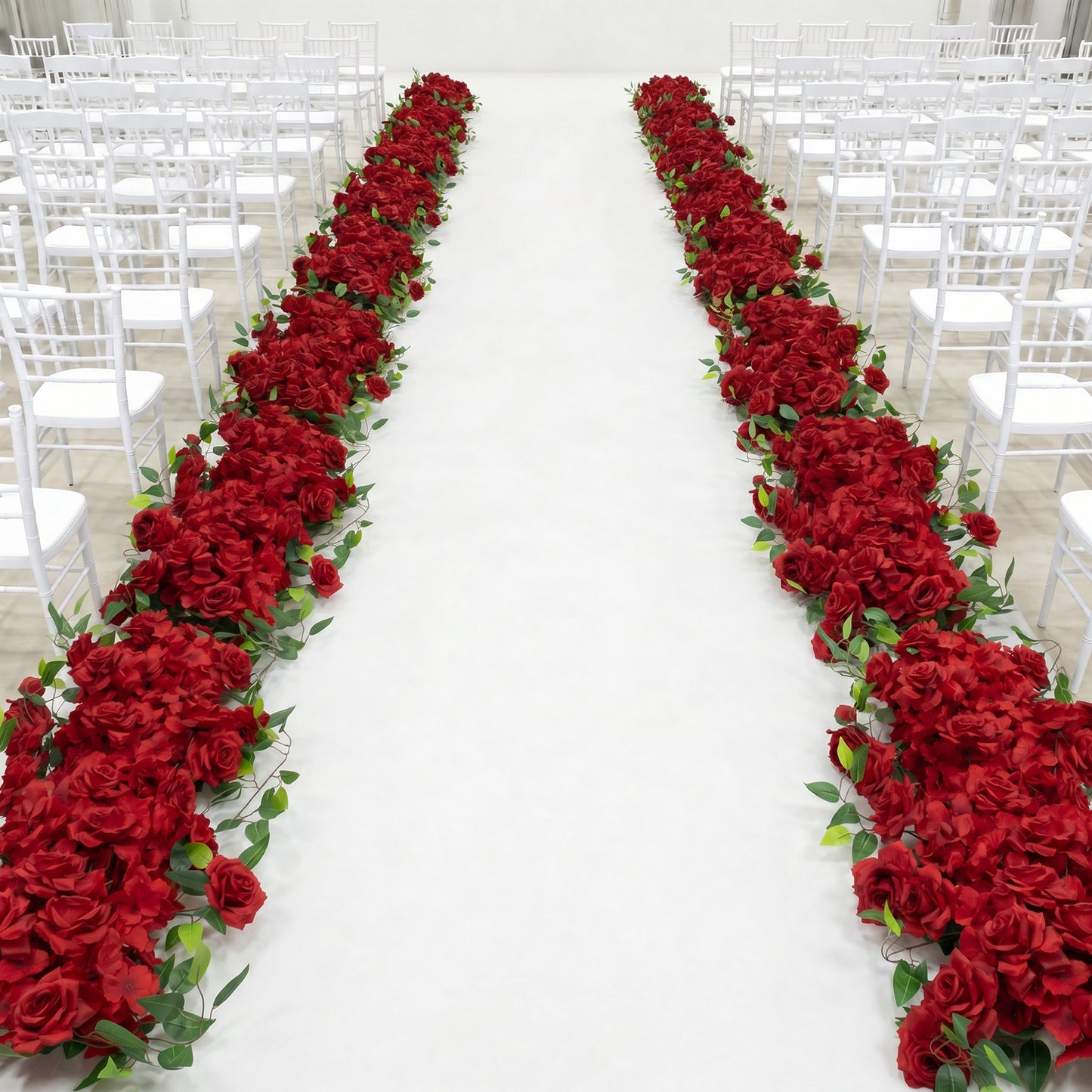 2 Pack Floral Swags for Wedding Arch, Artificial Silk Red Rose & Hydrangea Flowers with Leaves for B