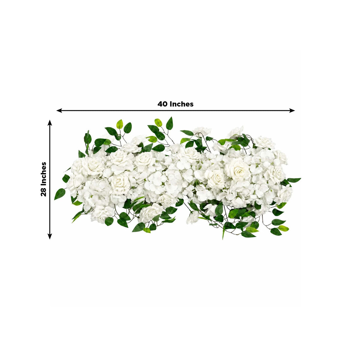 2 Pack Floral Swags for Wedding Arch, Artificial Silk White Rose & Hydrangea Flowers with Leaves for