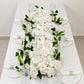 2 Pack Floral Swags for Wedding Arch, Artificial Silk White Rose & Hydrangea Flowers with Leaves for