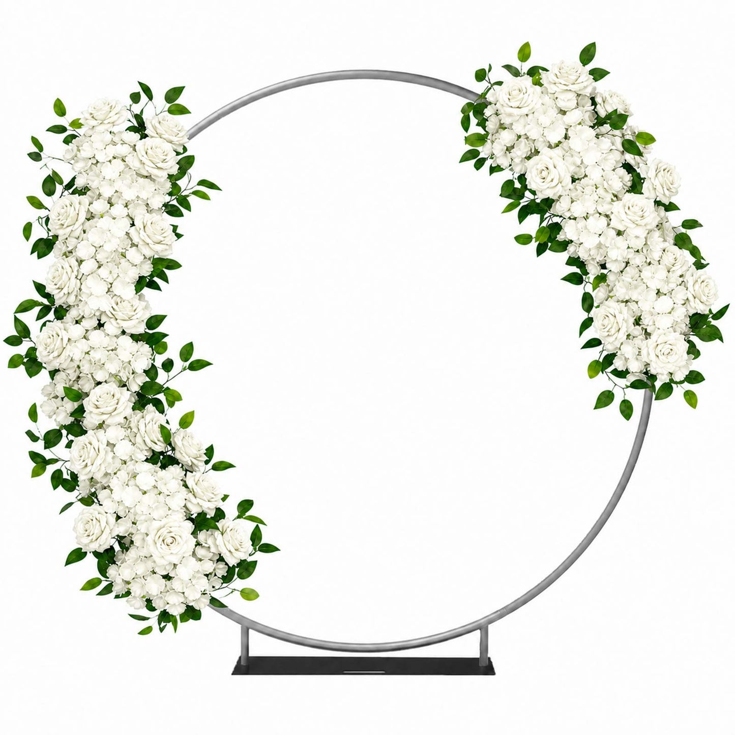2 Pack Floral Swags for Wedding Arch, Artificial Silk White Rose & Hydrangea Flowers with Leaves for