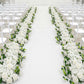 2 Pack Floral Swags for Wedding Arch, Artificial Silk White Rose & Hydrangea Flowers with Leaves for