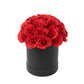 Red Prearranged Rose Centerpiece Arrangement, 27pcs Roses with Black Round Gift Box