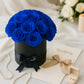Royal Blue Rose Centerpiece Arrangement in Black Gift Box