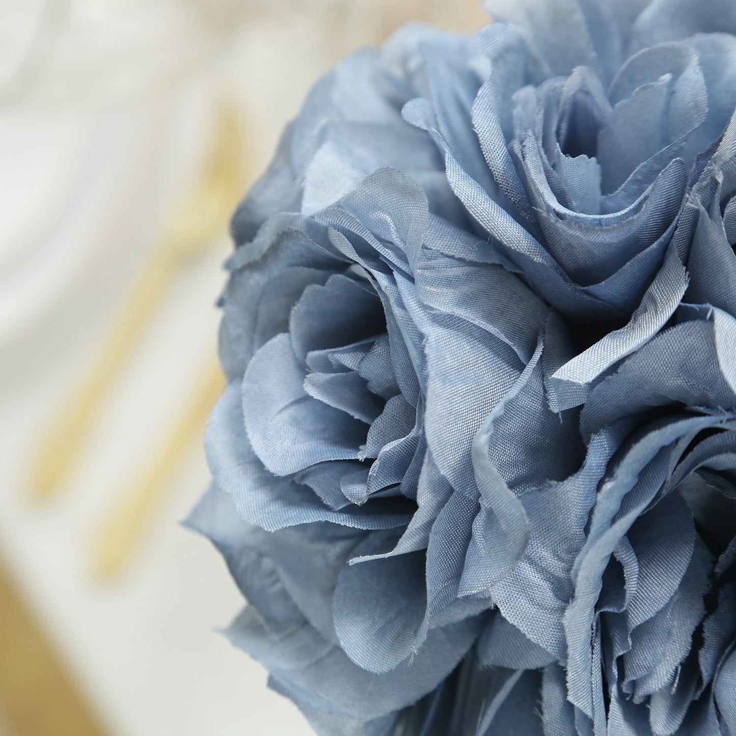 2 Pack 7" Dusty Blue Artificial Silk Rose Kissing Ball, Faux Flower Ball