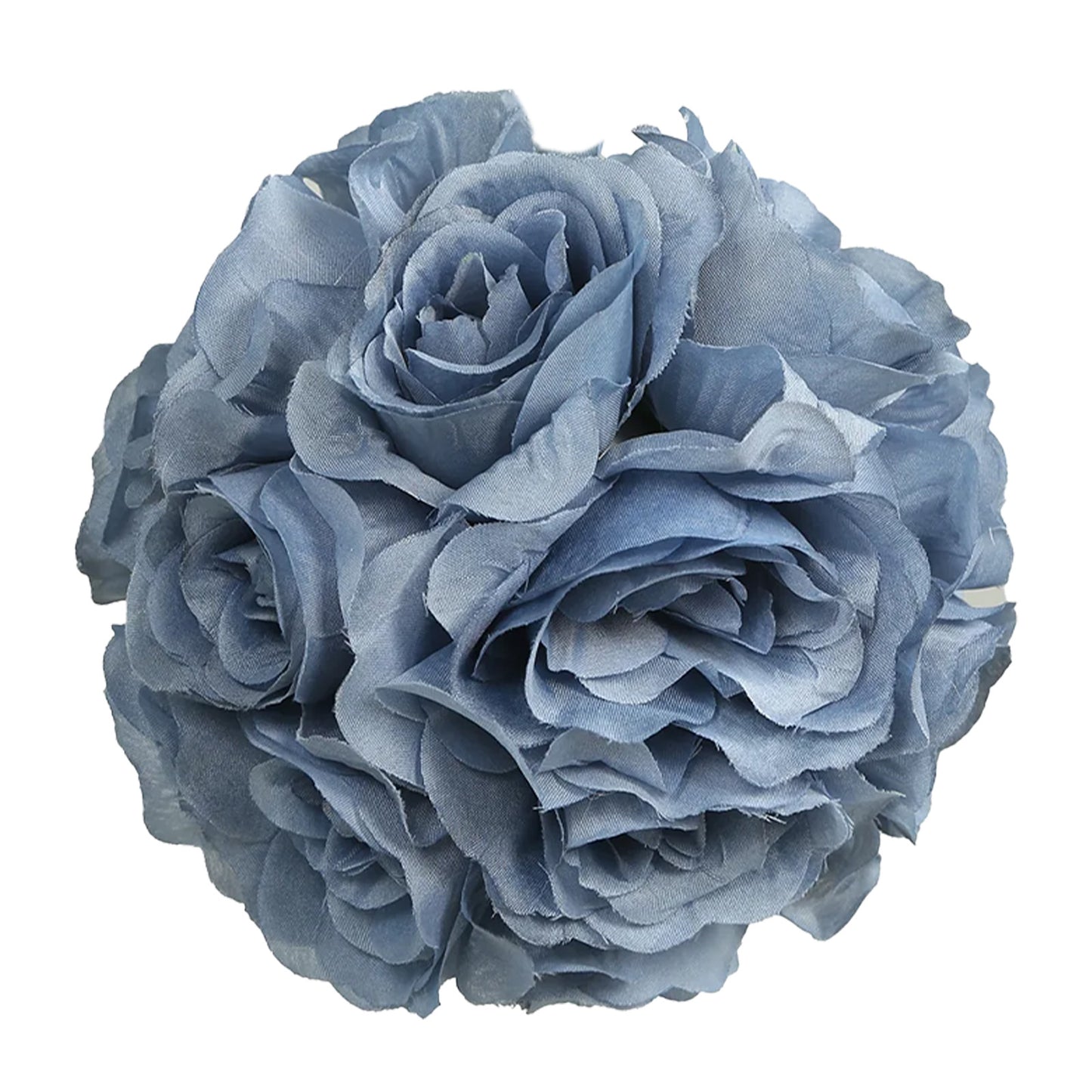 2 Pack 7" Dusty Blue Artificial Silk Rose Kissing Ball, Faux Flower Ball