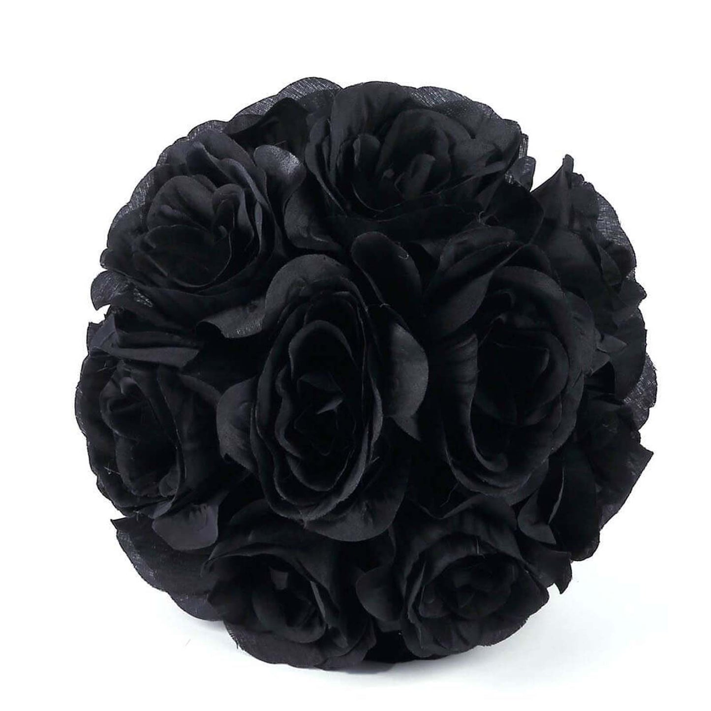 2 Pack | 7" Black Artificial Silk Rose Kissing Ball, Faux Flower Ball