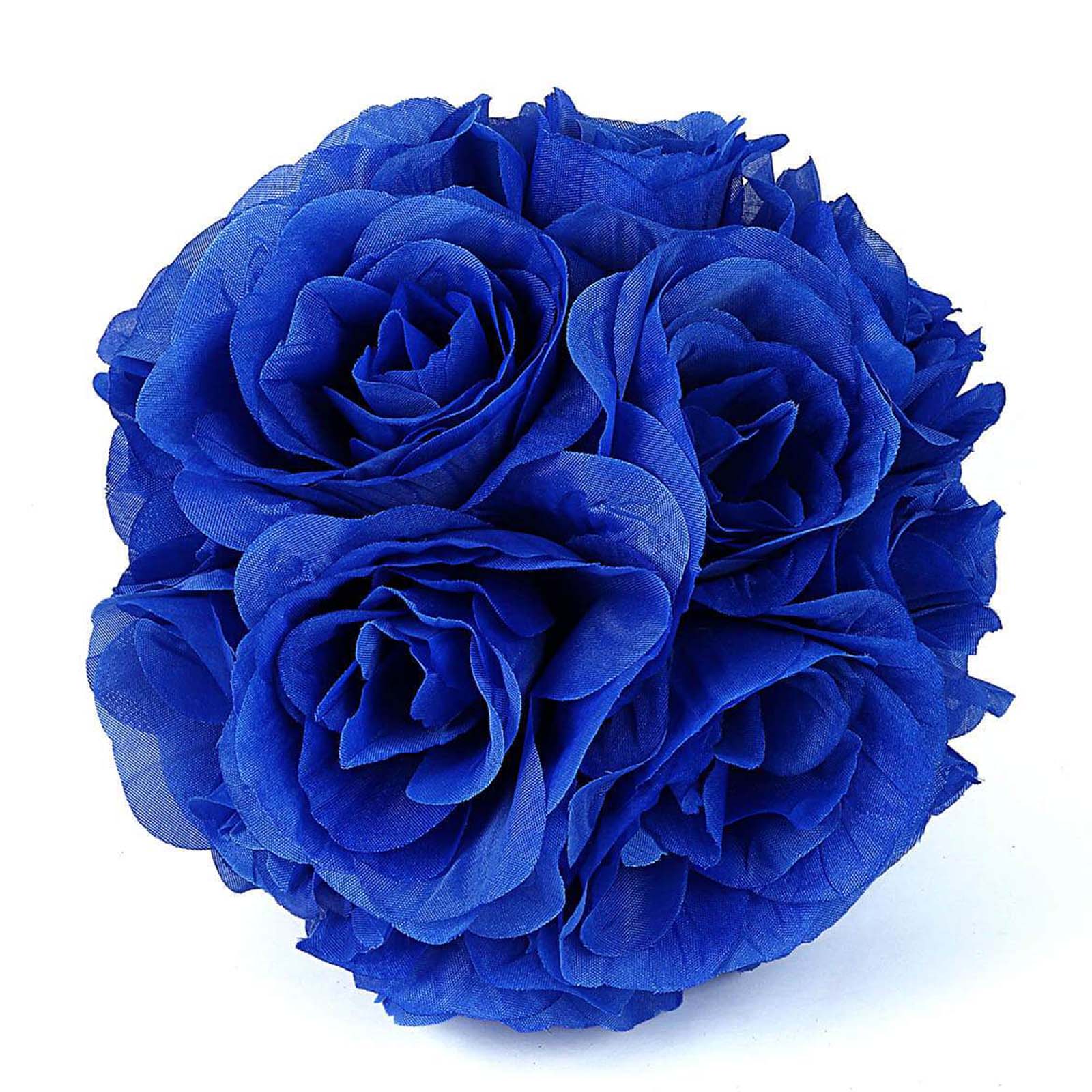 2 Pack | 7" Royal Blue Artificial Silk Rose Kissing Ball, Faux Flower Ball