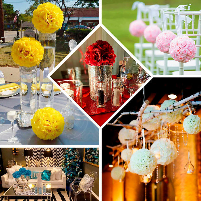 2 Pack | 7" Dusty Rose Artificial Silk Rose Kissing Ball, Flower Ball