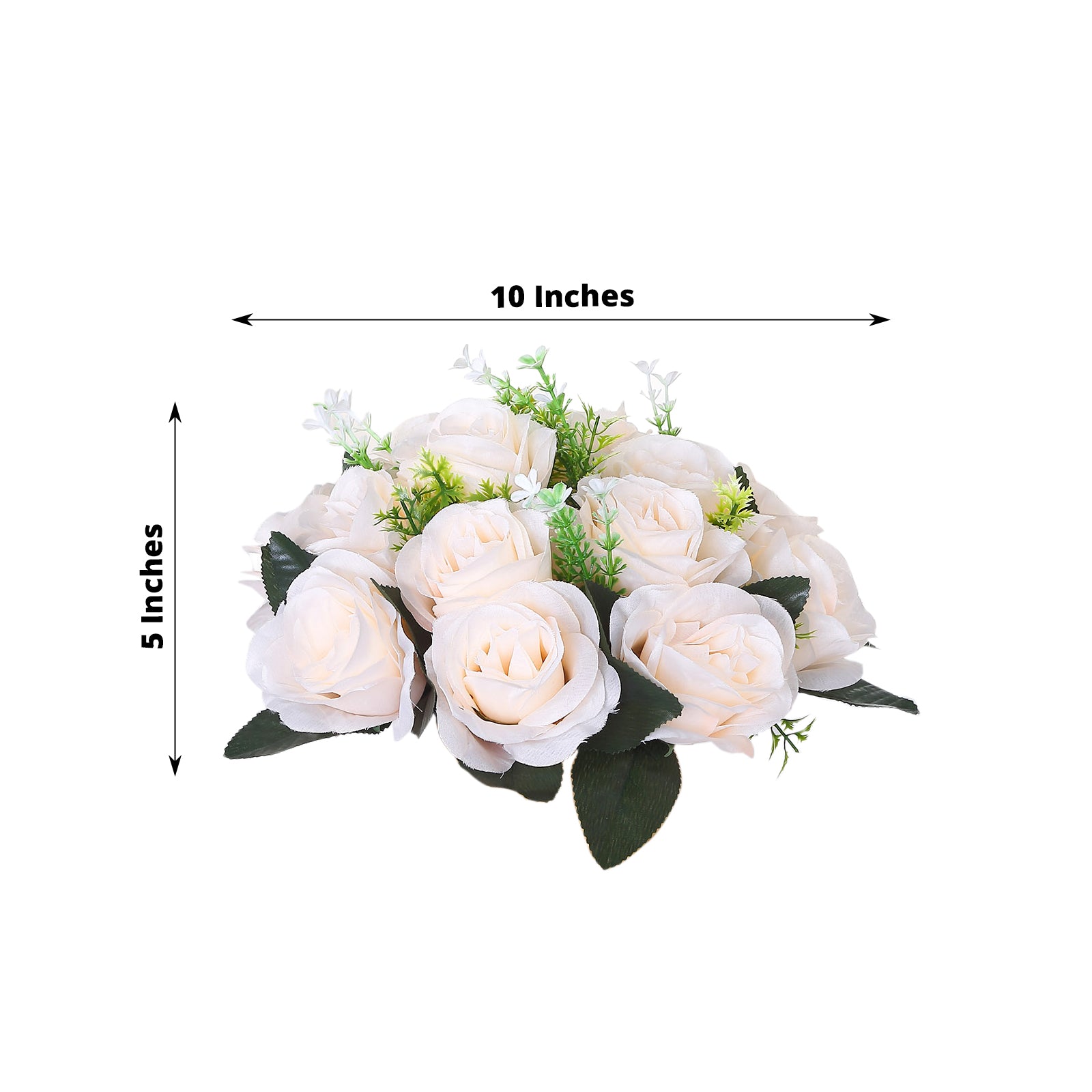 Cream silk rose flower balls for centerpieces, 10 inches, artificial arrangement.