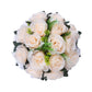 Cream silk 15-head rose flower ball centerpiece arrangement, 10 inches.