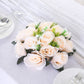 Cream silk rose flower ball centerpiece arrangement.