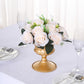 Cream silk rose flower ball centerpiece arrangement in a gold vase.